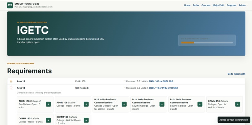 Student Transfer Guide (STG) – screenshot 4