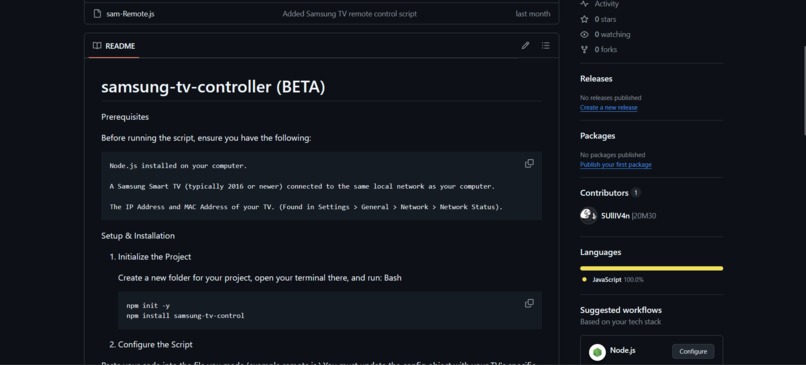 Samsung TV Terminal Interface – screenshot 1