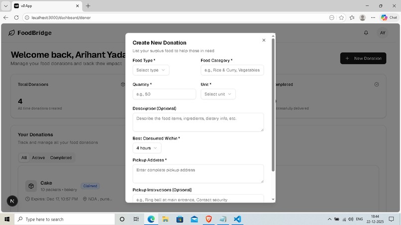 FoodBridge: Hyper-Local Logistics for Food Security – screenshot 3