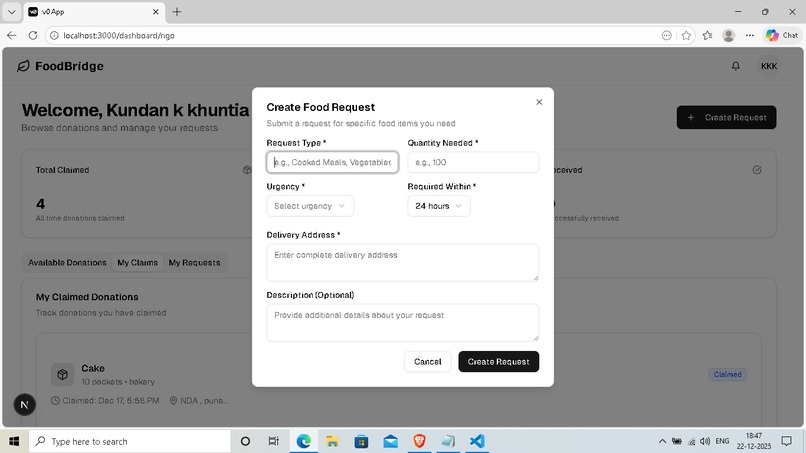 FoodBridge: Hyper-Local Logistics for Food Security – screenshot 5