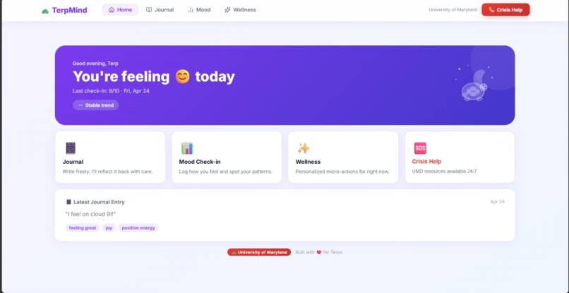 TerpMind - Mental Wellness Companion for UMD Students – screenshot 1
