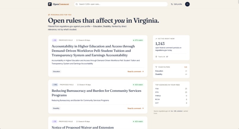 OpenComment – screenshot 1