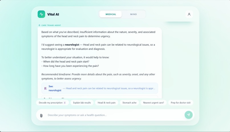 VitalCareAI - Healthcare Chatbot – screenshot 1