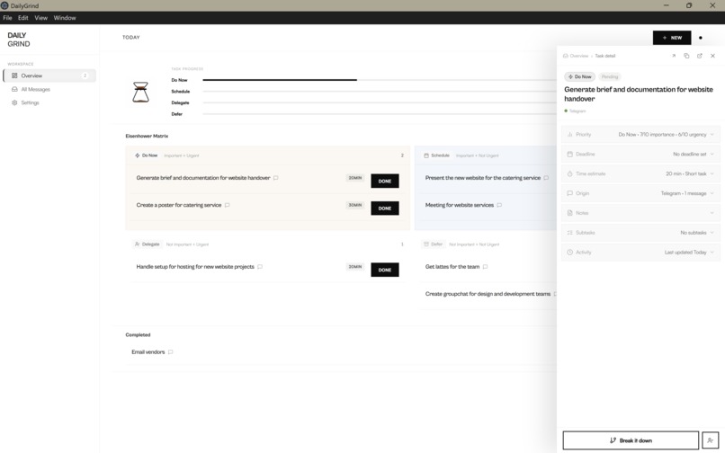 Daily Grind / Task prioritisation & breakdown – screenshot 5