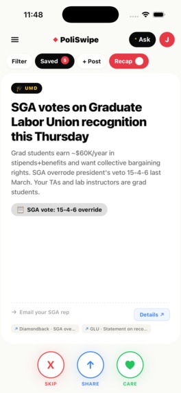 PoliSwipe – screenshot 1