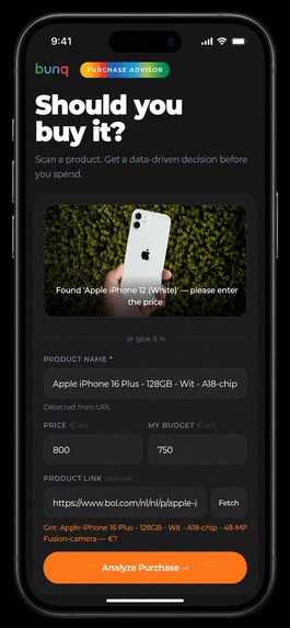 bunq Purchase Advisor – screenshot 3
