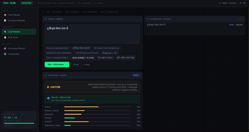 Multilingual toxic comment identifier – screenshot 3