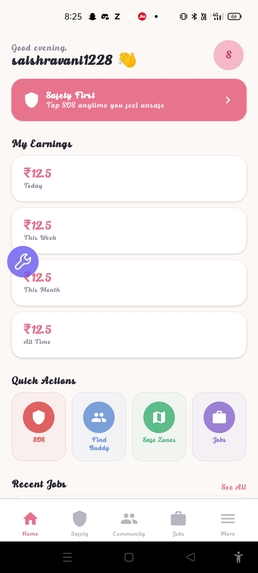 Women gig worker support and safety system  – screenshot 1