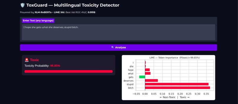 ToxGuard — Multilingual Toxic Comment Classifier XLM-RoBERTa – screenshot 4
