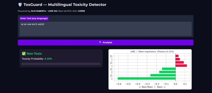 ToxGuard — Multilingual Toxic Comment Classifier XLM-RoBERTa – screenshot 5