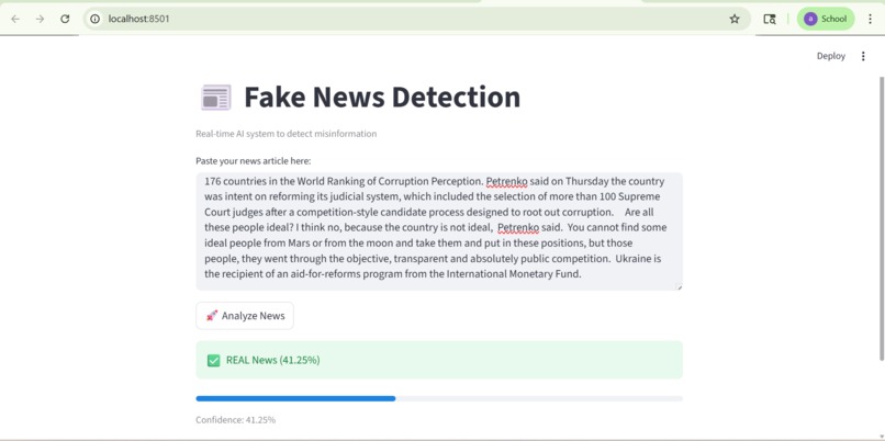 FakeLens: AI-Powered Fake News Detection – screenshot 1