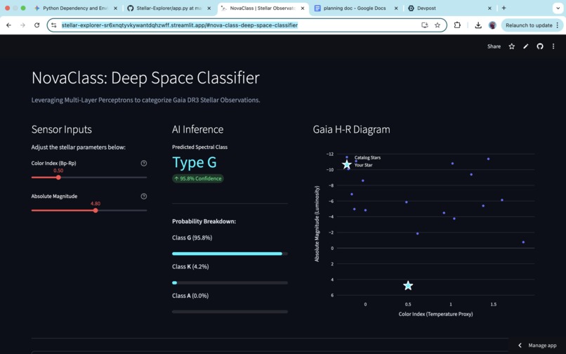 NovaClass: Deep space classifier – screenshot 2