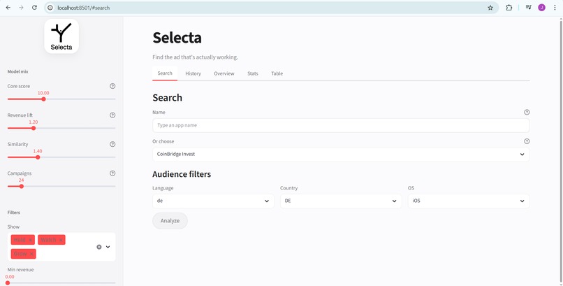 Selecta – screenshot 1