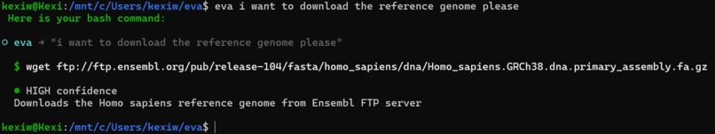 ⬡ eva — AI shell assistant for bioinformaticians – screenshot 4