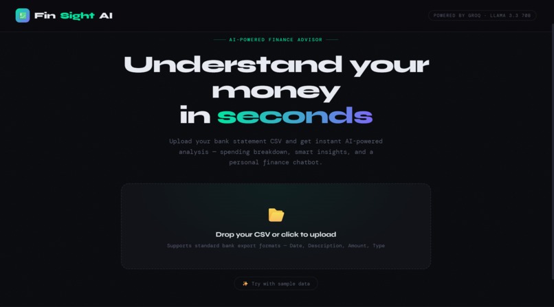 FinSight AI — Smart Personal Finance Advisor – screenshot 1