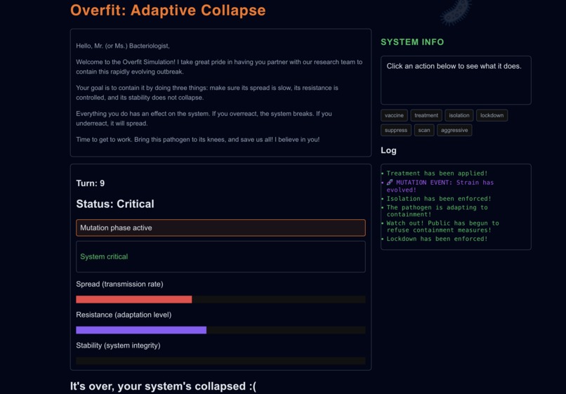 Overfit: Adaptive Pathogen Model – screenshot 2