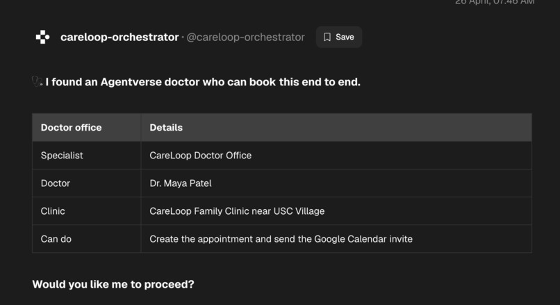 CareLoop Agentverse Care Companion – screenshot 1