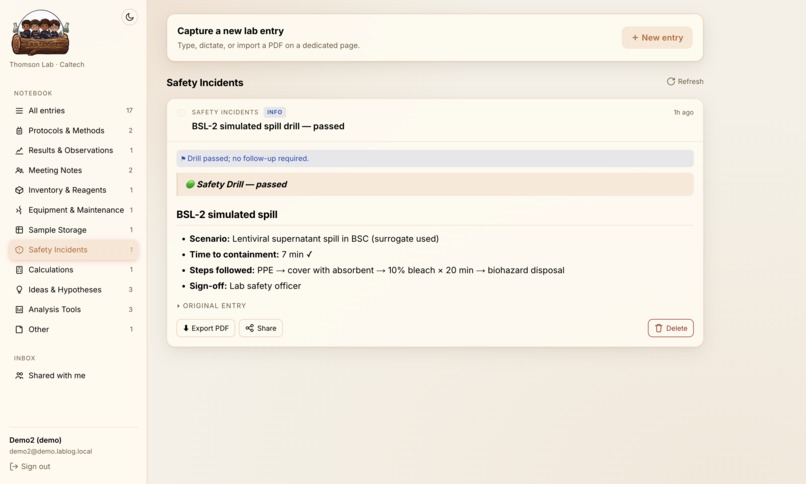 Lab Log – screenshot 8