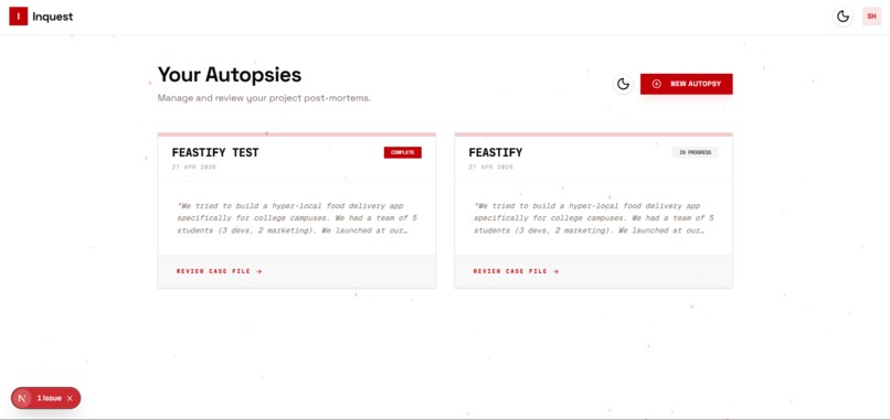Inquest - Project Post Mortem Report Generator – screenshot 1
