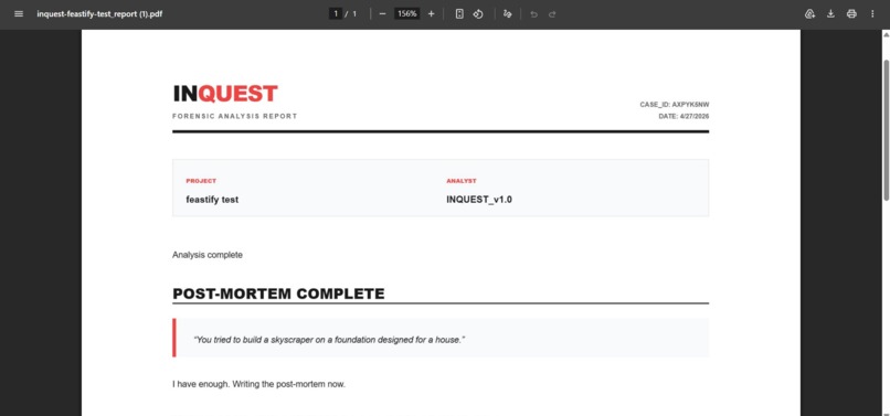 Inquest - Project Post Mortem Report Generator – screenshot 2