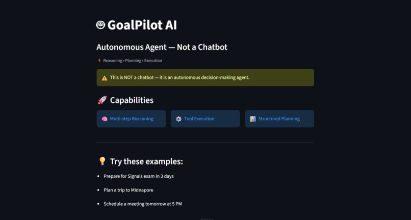 GoalPilot AI — Autonomous Execution Agent – screenshot 1