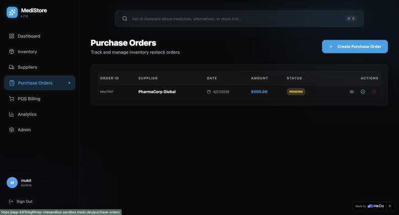 MediStore Lite – screenshot 1