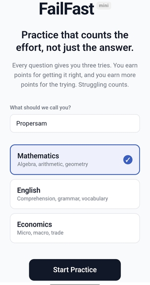 FailFast Learner – screenshot 2