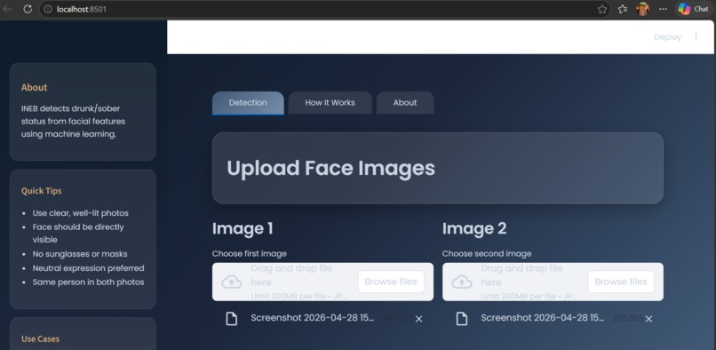 Facial intoxication detection system – screenshot 3