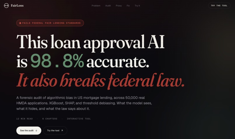 FairLens · Forensic Audit of Algorithmic Lending Bias – screenshot 1