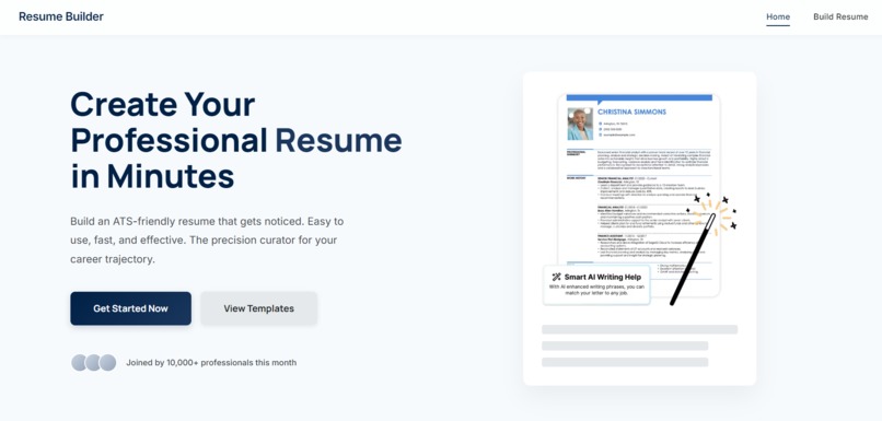Resume Builder Web Application – screenshot 1