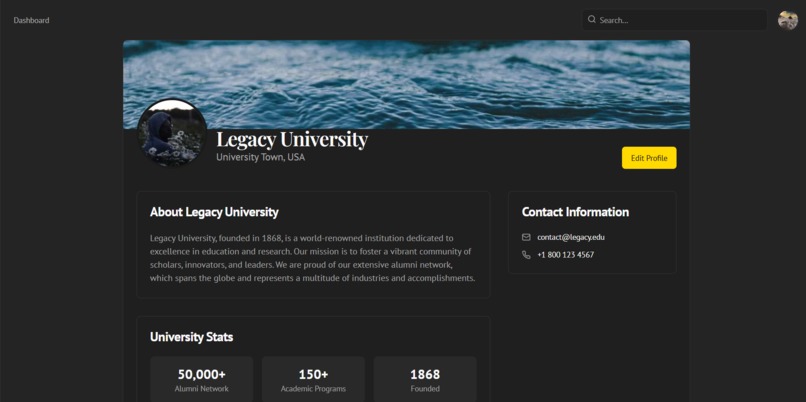 Alumni Management data  – screenshot 2
