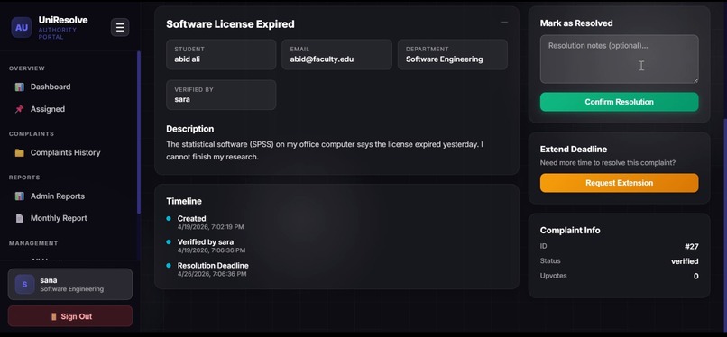 UniResolve — University Complaint Management System – screenshot 14