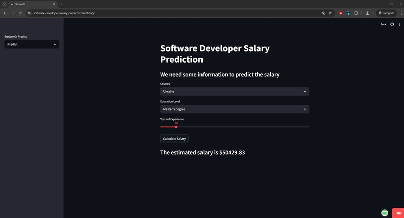 Software Developer Salary Predictor – screenshot 6