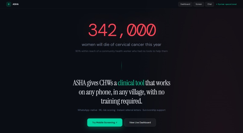 ASHA - Adaptive Survivorship & Health Agent – screenshot 1
