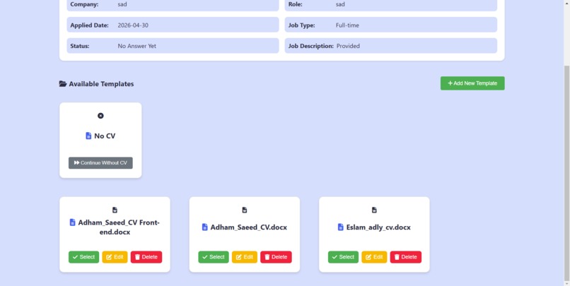 JATS (Job Application Tracking System) – screenshot 3
