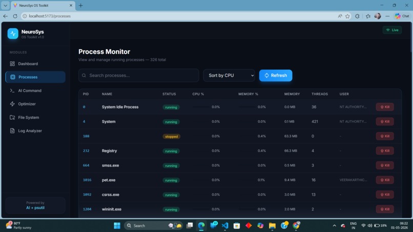NeuroSys OS Toolkit — AI-Powered System Intelligence Layer – screenshot 2