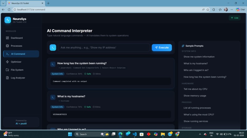 NeuroSys OS Toolkit — AI-Powered System Intelligence Layer – screenshot 3