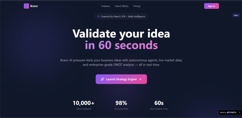 Bravo - Your autonomous  agentic AI co-founder  – screenshot 1