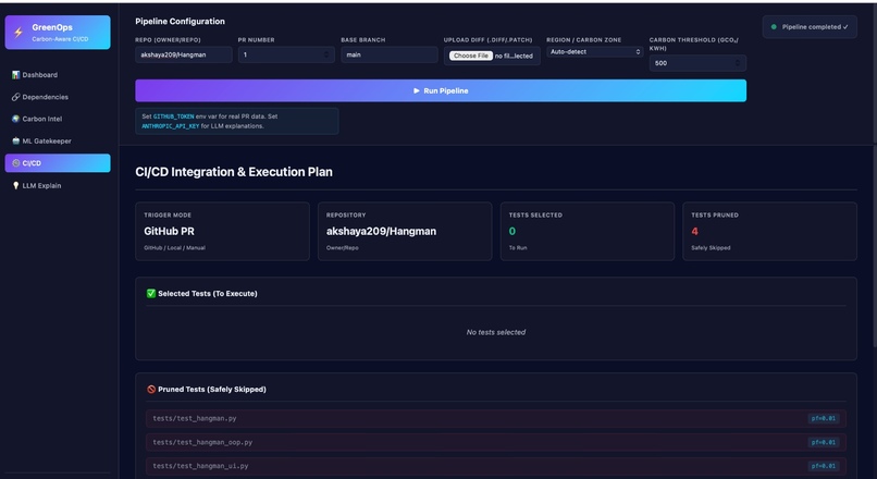Ai powered  Carbon aware CI/CD pipeline optimiser  – screenshot 6