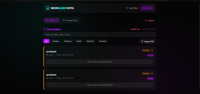 hotel-order-management – screenshot 4