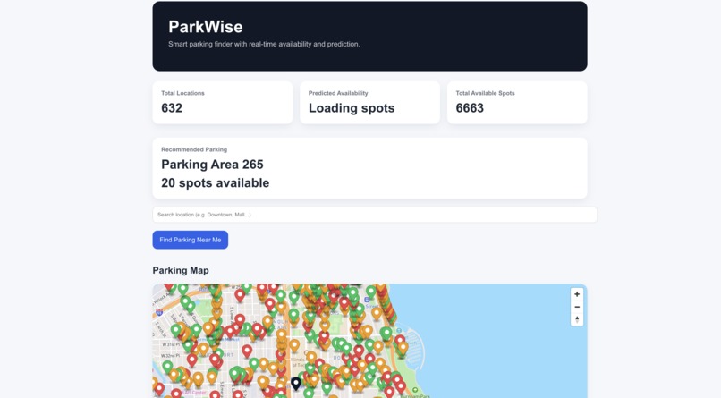 Smart Parking Finder with Prediction - ParkWise – screenshot 1