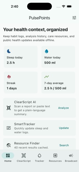 PulsePoints — Offline-First AI Health Companion – screenshot 1