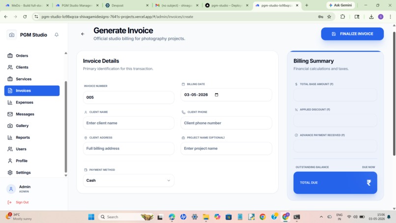 PGM Studio Management System with Website – screenshot 3