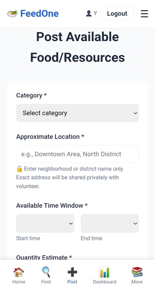  FeedOne — Verified Digital Surplus Food Coordination – screenshot 5