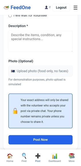  FeedOne — Verified Digital Surplus Food Coordination – screenshot 7