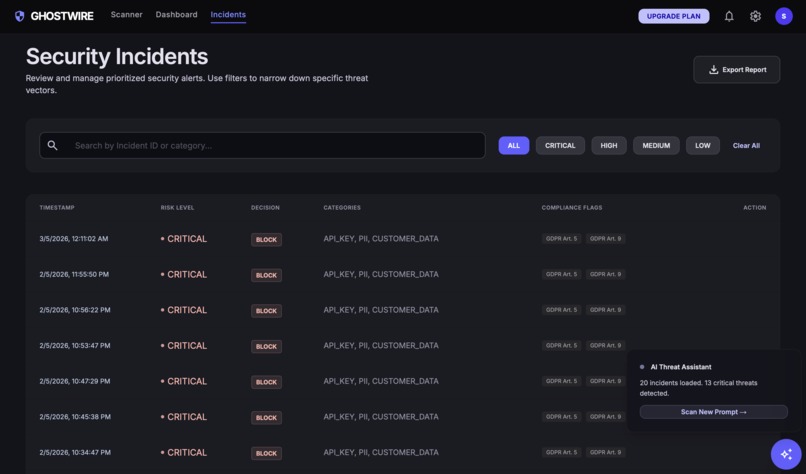 GhostWire — Enterprise AI Security Middleware – screenshot 3