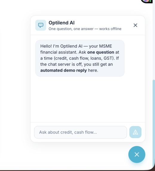 OptiLend-Reimagining MSME Credit with Explainable AI – screenshot 7