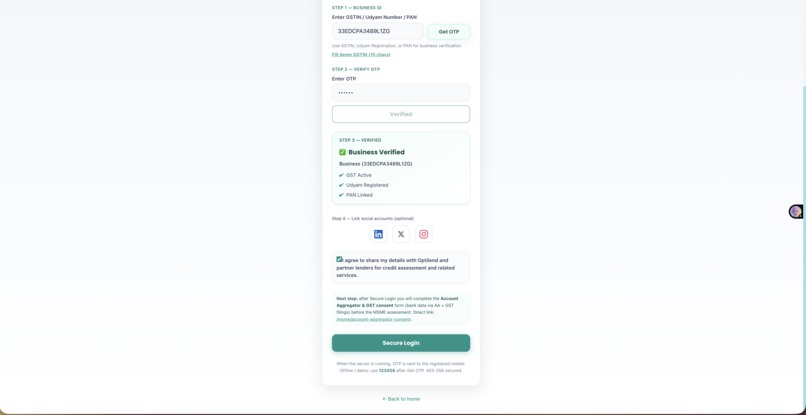 OptiLend-Reimagining MSME Credit with Explainable AI – screenshot 4