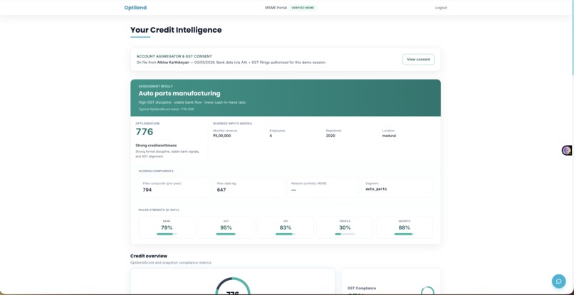 OptiLend-Reimagining MSME Credit with Explainable AI – screenshot 7