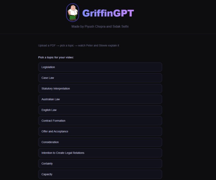 GriffinGPT – screenshot 2